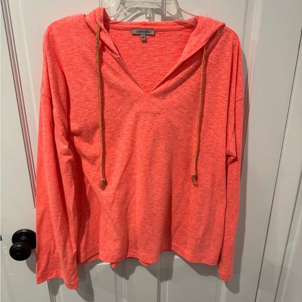 Lisa Todd V-Neck Drawstring Hoodie Top